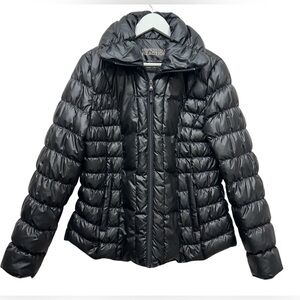 Kenneth Cole Reaction Women's Sleek Black Puffer Coat Size Large